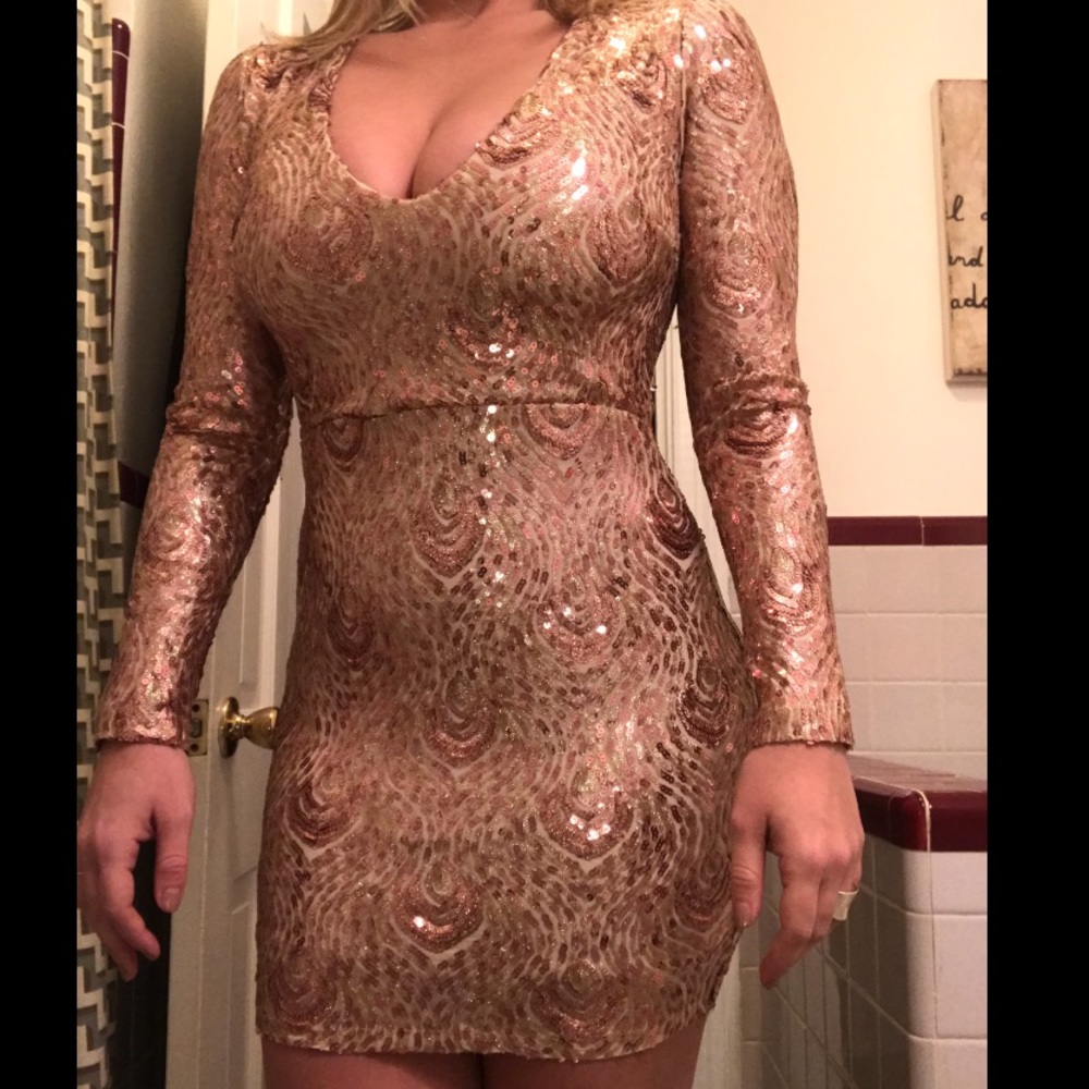 Rose gold sequin dress
